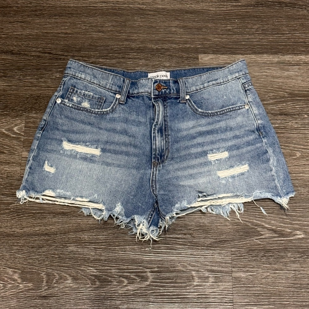 Distressed Blue Jean Shorts